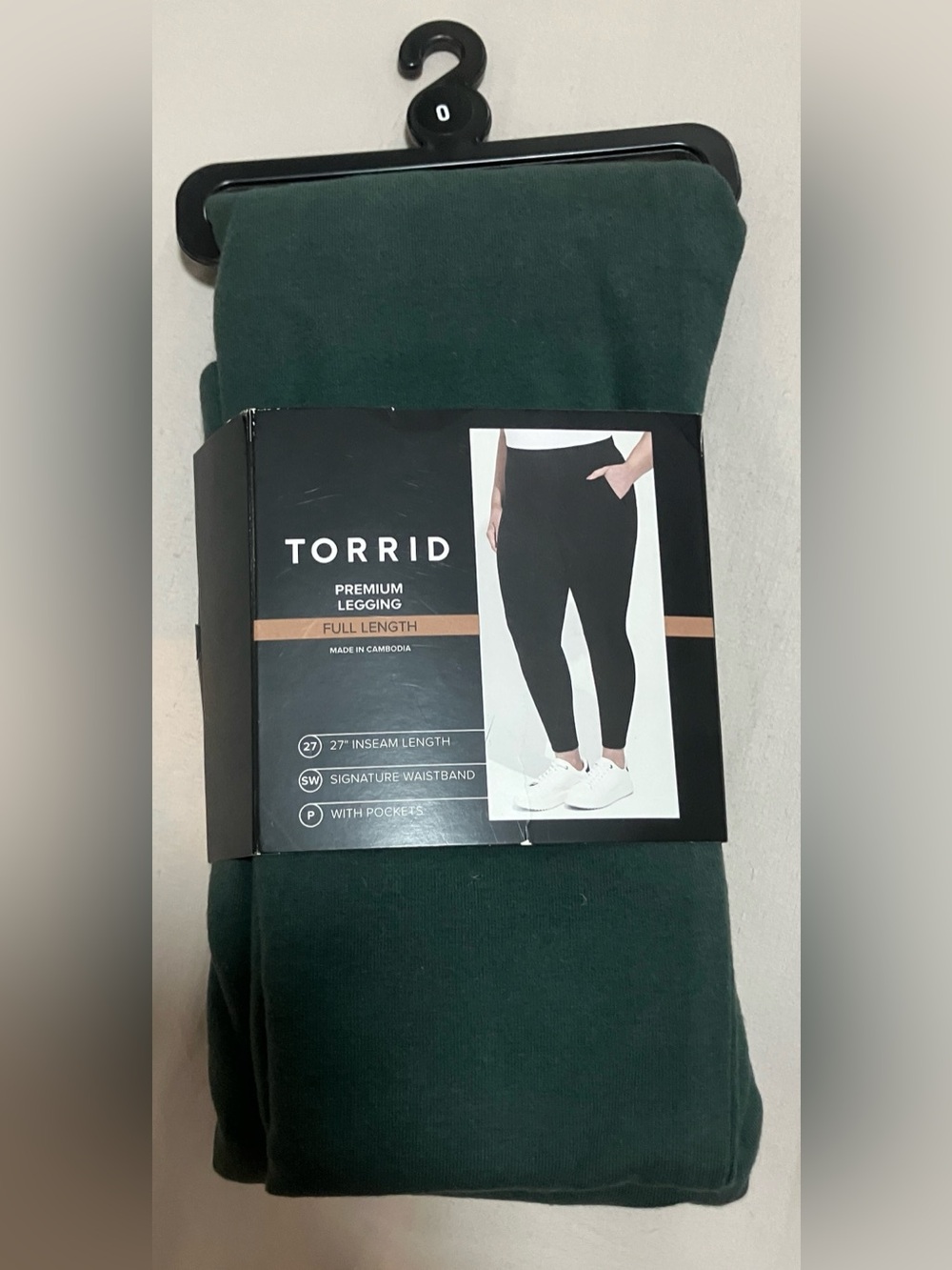 Torrid Premium Signature Waist Pocket Leggings 95% Cotton 0/US12 Darkest Spruce